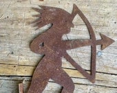 Folk Art Indian with Bow and Arrow Weathervane Early 20th Century custom made display