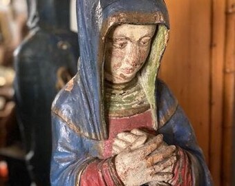 Large Wood Carved Bavarian Madonna 18th Century