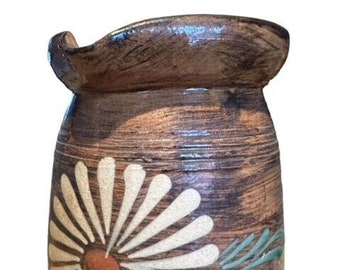 French Ceramic Pitcher  Glazed Terracotta Vessel