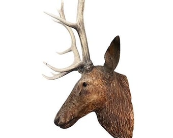 Black Forest Stag Deer Head Wood Carving Sculpture