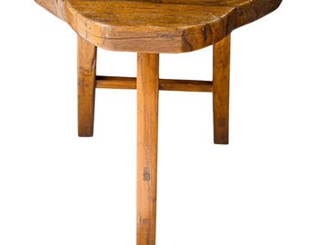 Antique Wood Three-Legged Stool, 1900s