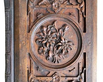 Rare Find Wood Carved Edelweiss Book Documet Cover