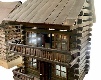 Large Adirondack Log Cabin Model Doll House