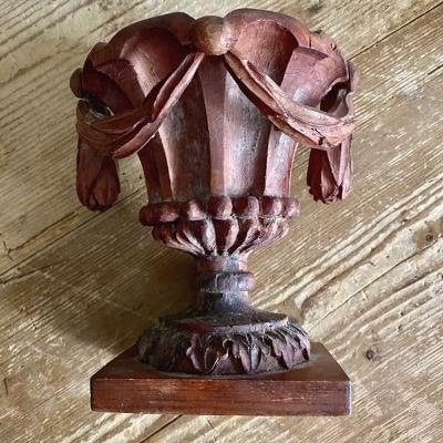 19th Century Wood Carved Urn   Wall Decor