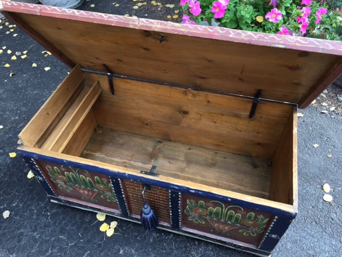 German Painted Wedding Chest Trunk Shipping Not Included in Etsy