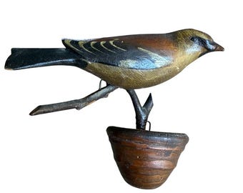 Austrian Folk Art Carved Wood 97 Chaffinch, 4 Inches