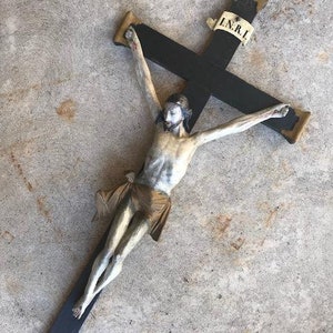 Bavarian Crucifix  Wood Carved