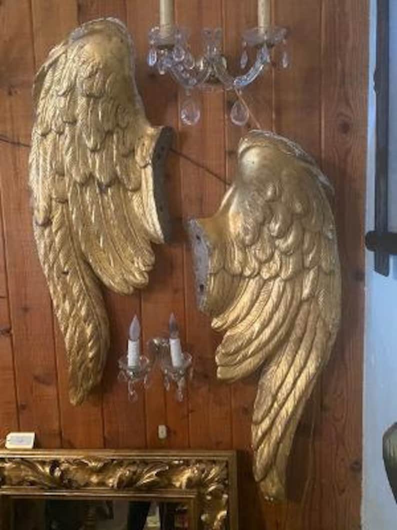 Large Angel Wings Wood Carved Gilded Over Gesso 18th Century 40" - Etsy
