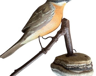 Austrian Folk Art Carved Wood Bird #93, 1930s