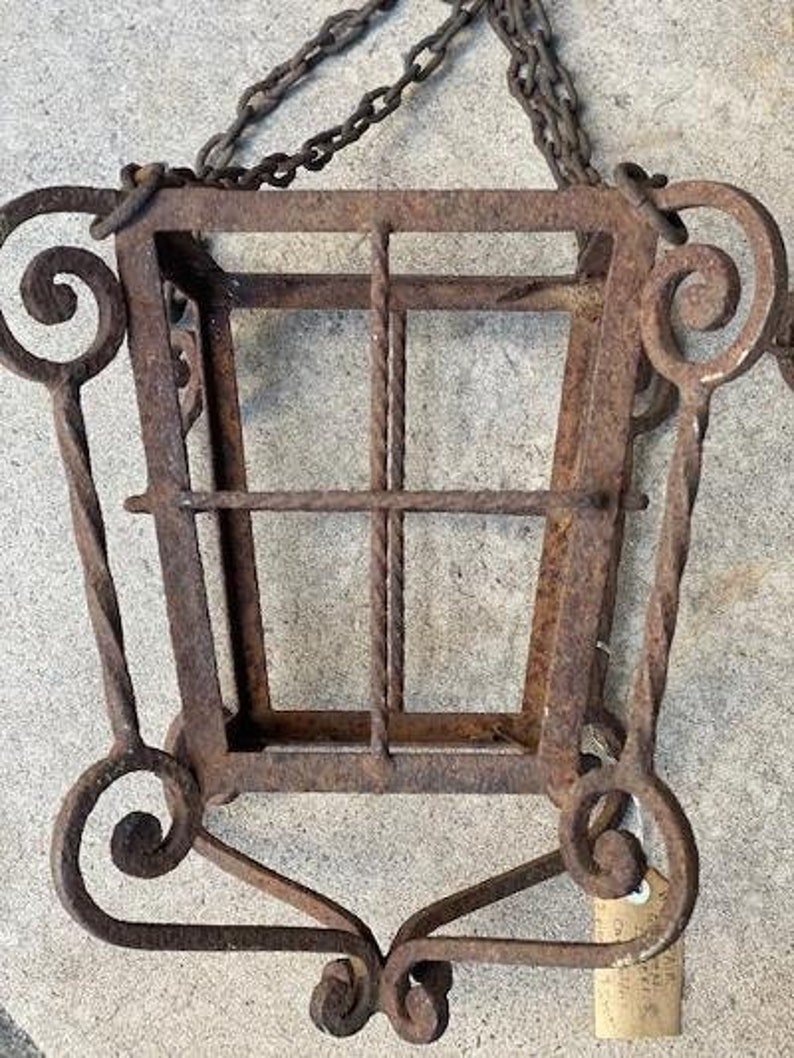 Antique Pair Cast Iron Lanterns Candle Holders Lights Plant Etsy