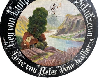 Painted German Target  Landscape with bullet holes  #87 circa 1928