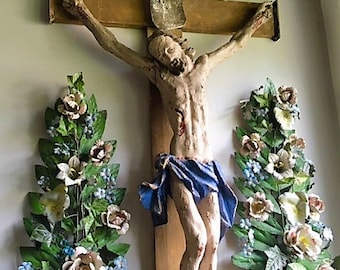 Beautiful XL Bavarian Crucifix  48"H  Wood Carved
