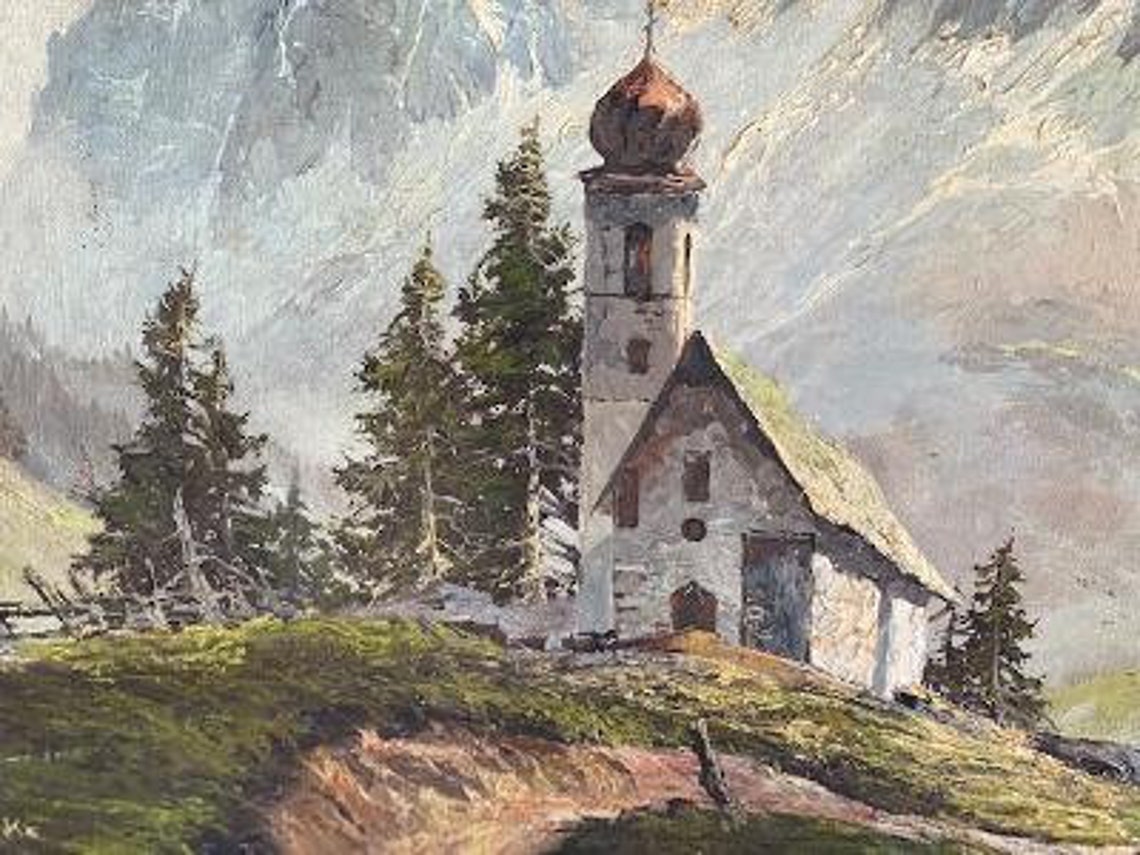 Oil Painting by Arno Lemke Mountain Alpine Mountain 1950's - Etsy