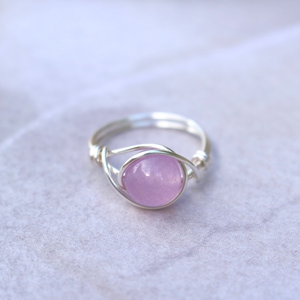 Jade ring, wire ring, purple stone ring, gemstone wire ring, wire wrapped ring, silver ring, jade wire ring, stone ring, purple stone ring