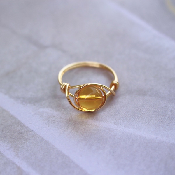 Citrine ring, citrine gemstone jewelry, citrine stone ring, citrine ring, wire wrapped ring, wire ring, gemstone ring, sterling silver ring