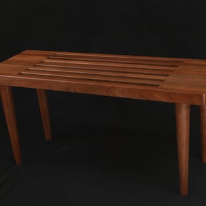 The Nelson Bench with wood legs, slatted bench, Free Shipping image 4