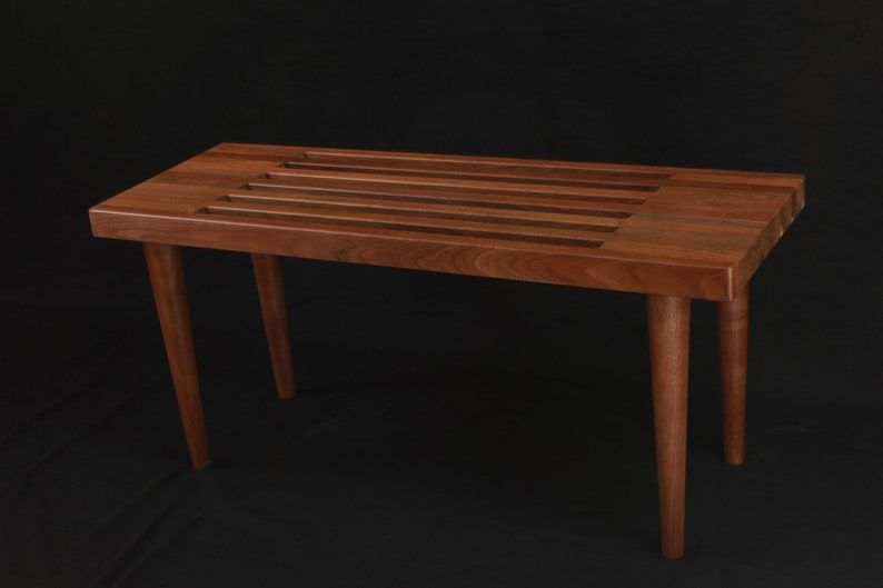 The Nelson Bench with wood legs, slatted bench, Free Shipping image 4