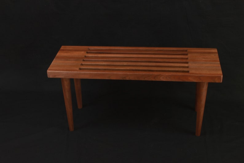 The Nelson Bench with wood legs, slatted bench, Free Shipping image 3