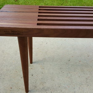The Nelson Bench with wood legs, slatted bench, Free Shipping image 2