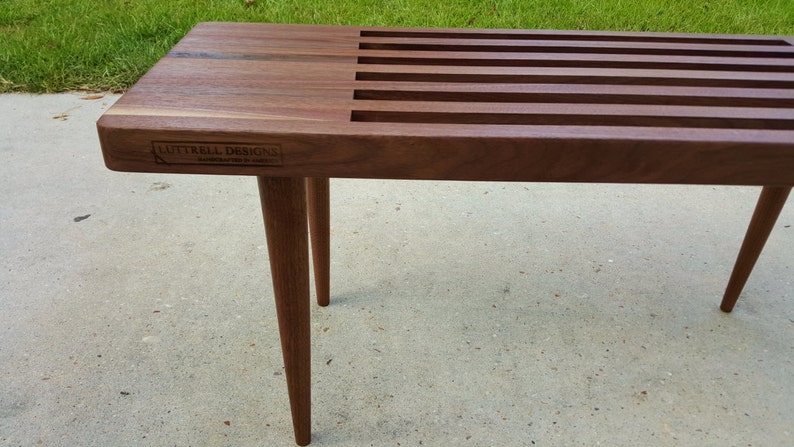 The Nelson Bench with wood legs, slatted bench, Free Shipping image 2