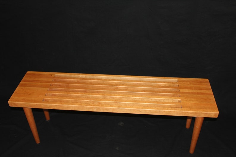 The Nelson Bench with wood legs, slatted bench, Free Shipping image 7