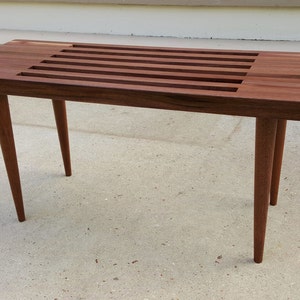 The Nelson Bench with wood legs, slatted bench, Free Shipping image 1