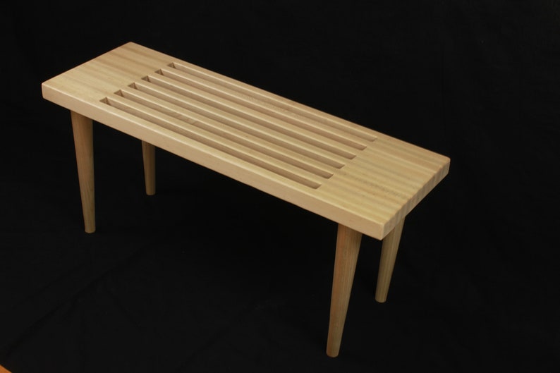 The Nelson Bench with wood legs, slatted bench, Free Shipping image 9