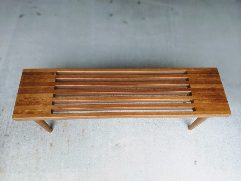 The Nelson Bench with wood legs, slatted bench, Free Shipping image 6