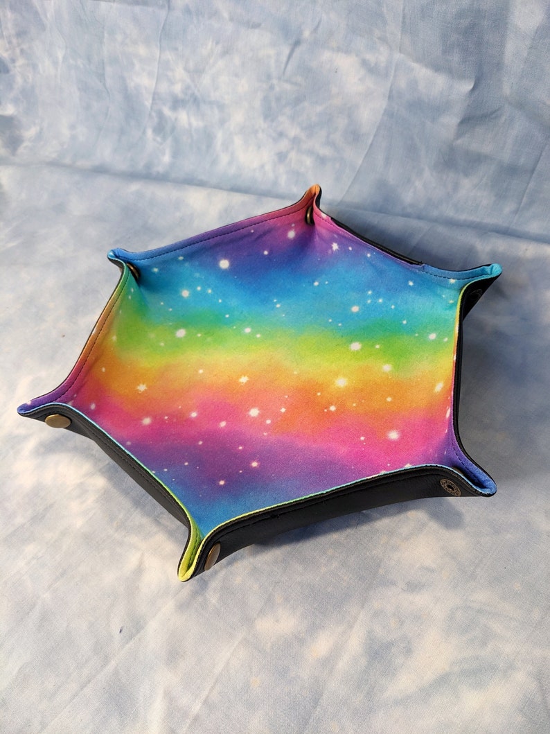 Rainbow Galaxy dice tray for tabletop gaming image 1