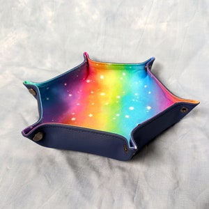 Rainbow Galaxy dice tray for tabletop gaming Dark blue