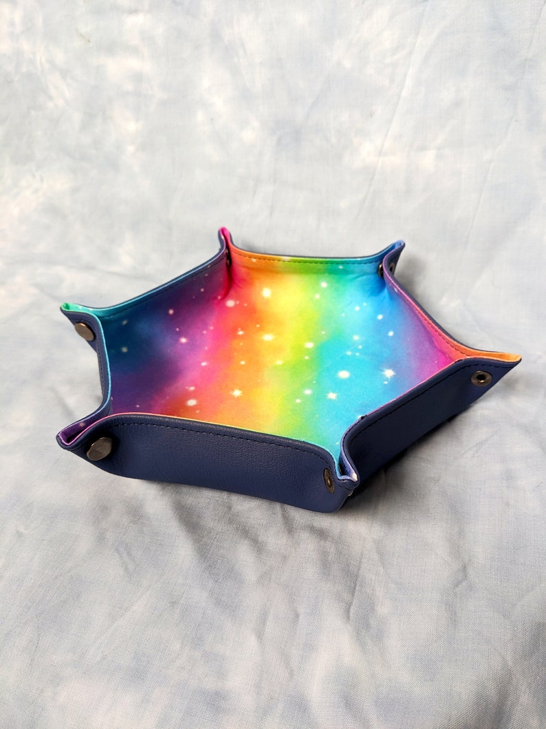 Rainbow Galaxy dice tray for tabletop gaming Dark blue