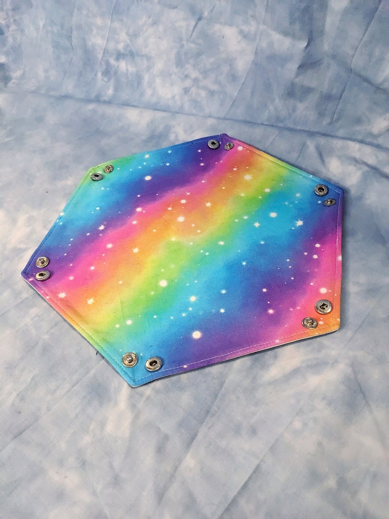 Rainbow Galaxy dice tray for tabletop gaming image 6