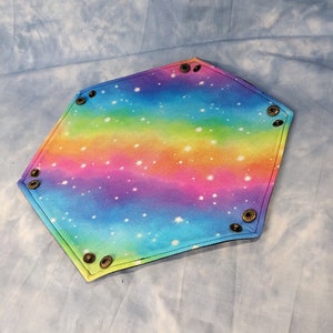 Rainbow Galaxy dice tray for tabletop gaming image 5