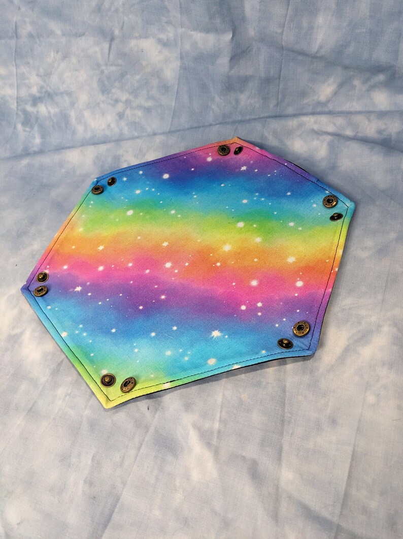 Rainbow Galaxy dice tray for tabletop gaming image 5