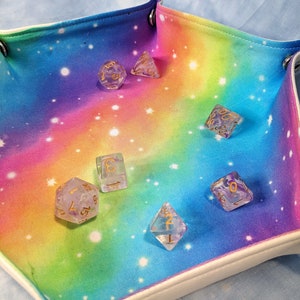 Rainbow Galaxy dice tray for tabletop gaming image 3