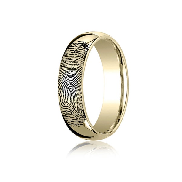10K Gold Custom Fingerprint Ring made with YOUR Print Men's or Women's Wedding Band or Promise Ring