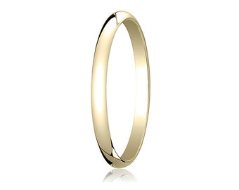 2MM Domed 10K Gold Band Men&#39;s or Women&#39;s Basic Wedding Ring with Custom Engraving Half Round Classic Style