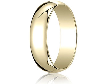 6MM Wide Domed 10K Gold Band Men&#39;s or Women&#39;s Basic Wedding Ring with Custom Engraving Half Round Classic Style