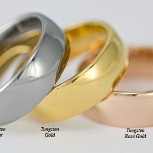 Soundwave Tungsten Rings Couples Matching Bands Waveform Jewelry Silver, Gold, or Rose Gold Tungsten Color Great Promise or Wedding Rings image 2