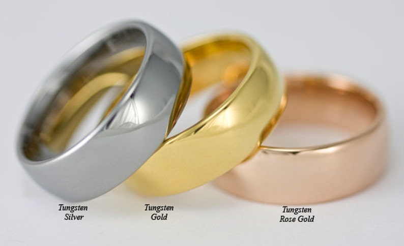 Soundwave Tungsten Rings Couples Matching Bands Waveform Jewelry Silver, Gold, or Rose Gold Tungsten Color Great Promise or Wedding Rings image 2