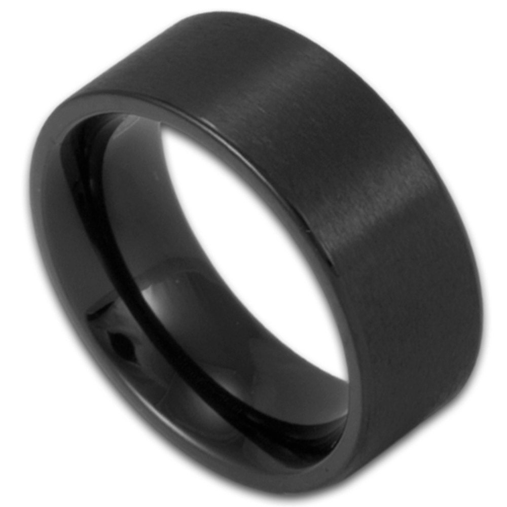 ERLUER Herren-Ring Herr der Ringe aus hochglanzpoliertem Edelstahl für Hochzeit schwarz 8 mm ERLUER Herren-Ring Herr der Ringe aus hochglanzpoliertem Edelstahl für Hochzeit schwarz 8 mm