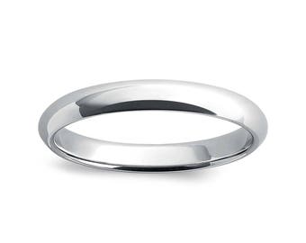 3MM Classic Domed White Tungsten Ring w/ Free Inside Engraving Men's or Women's Unisex Promise Band Comfort Fit