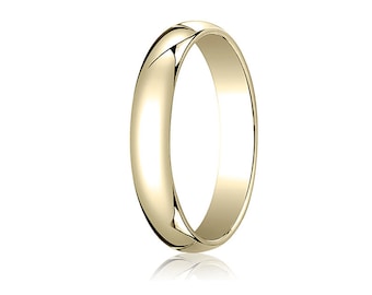 4MM Wide Domed 10K Gold Band Men&#39;s or Women&#39;s Basic Wedding Ring with Custom Engraving Half Round Classic Style