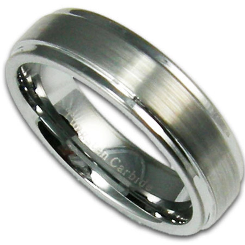 6MM Stepped Edge Tungsten Ring Mens Wedding Band Free Custom Etsy