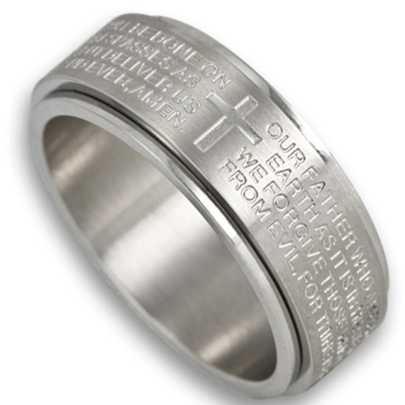Stainless Steel Lord's Prayer Spinner Ring Men's or Etsy
