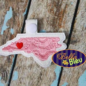 ITH in the hoop filled North Carolina State Key Luggage Tag Fob Keychain  machine embroidery