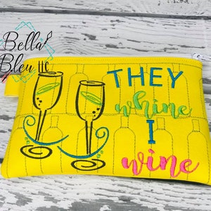 Descarga instantánea en el aro, que Whine I whine Monedero, bolsa de cremallera diseño de bordado, diseño de bordado de la máquina