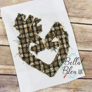 Deer Heart Raggy Applique - Deer Hunting Embroidery Design - Hunting Design - Deer Design - Instant Download