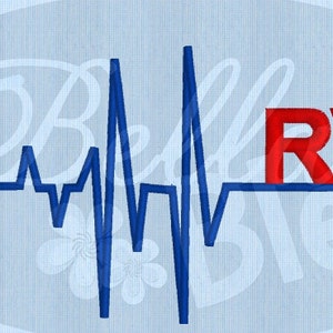 EKG Heartbeat heart beat of a RVT fill machine Embroidery Designs Design Instant download