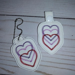 ITH Key fob - In the Hoop Valentines Charm - Heart Valentines   - Instant Download - Machine Embroidery Design
